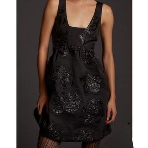 Maeve Anthropologie Floral Flower Metallic Shimmer Jacquard Mini Dress